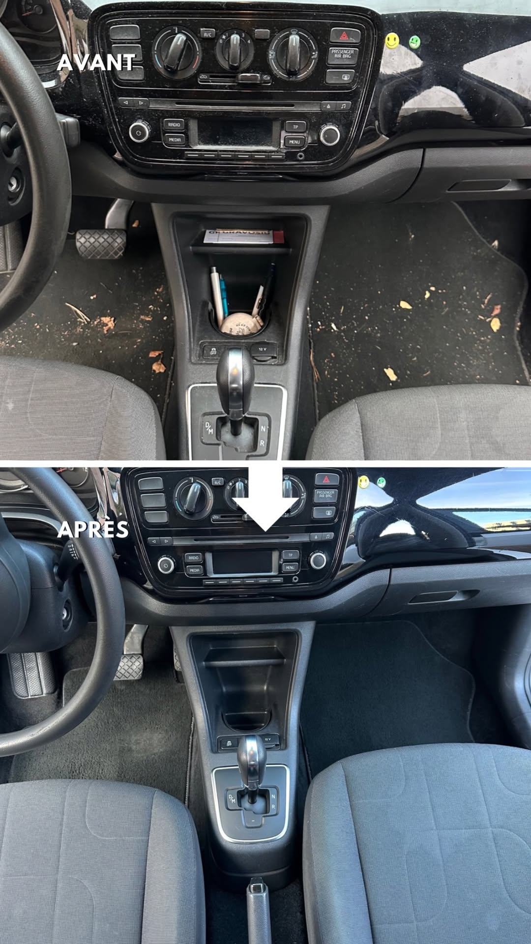 Sièges voiture avant/après nettoyage